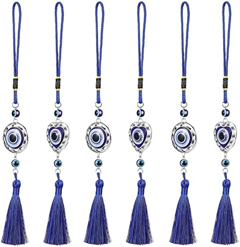 VICASKY 6pcs Evil Eye Car Hanging Ornaments with Tassels