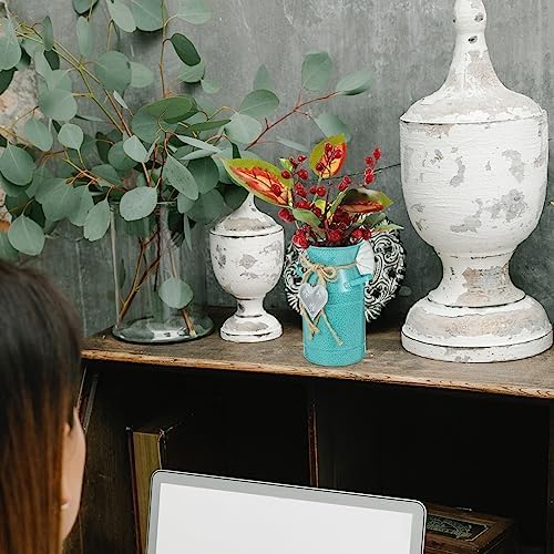 Yardwe Vintage Iron Bucket Vase for Home Decor