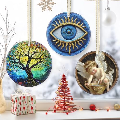 35 Inch Ceramic Greek Evil Eye Christmas Ornament