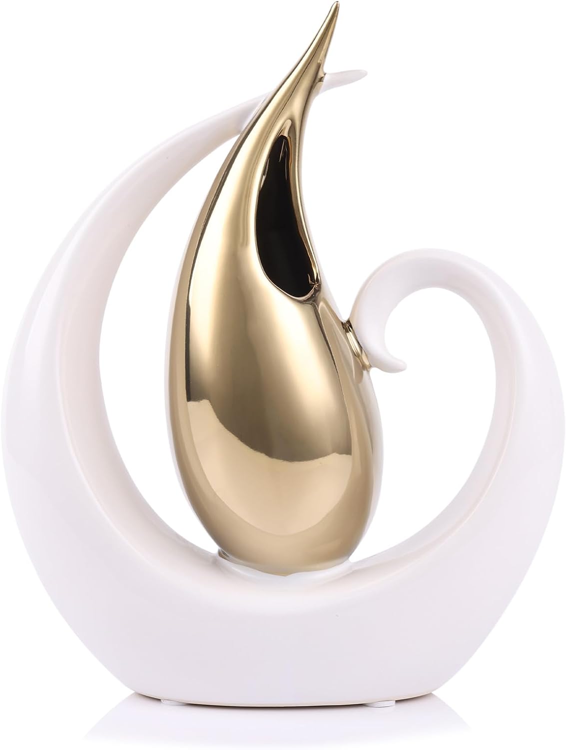 Modern Ceramic Vase Gold and White Decor