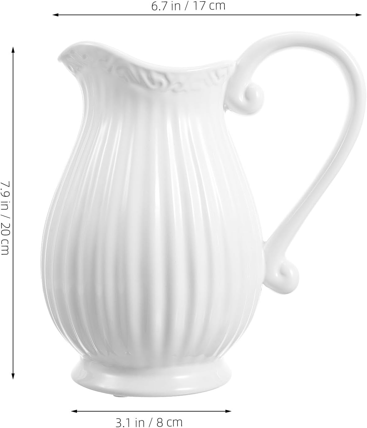 Cabilock White Ceramic Vase 79 Inch Farmhouse Pitcher