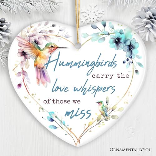 Artistic Hummingbirds Love Whispers Quote Ornament Christmas Memorial Gift