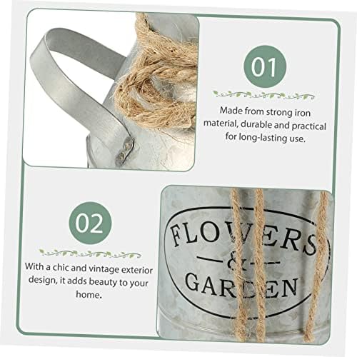 STOBAZA Vintage Metal Flower Bucket Planter for Dried and Fresh Flowers