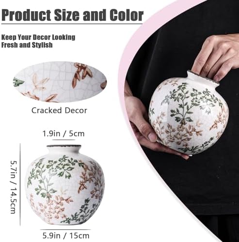 Green and Beige Vintage Flowers Vase for Centerpieces