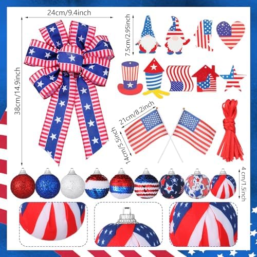 43 Pcs USA Hat Style Tree Decorations