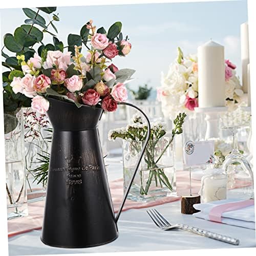 Rustic Farmhouse Iron Vase - Black Decorative Centerpiece