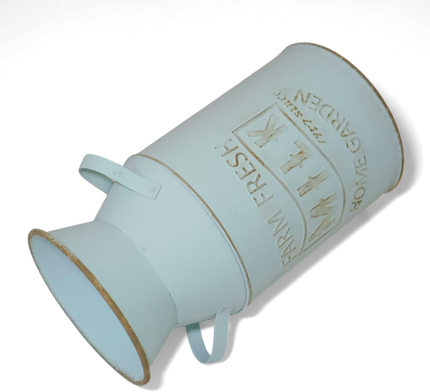 Galvanized Blue-Green Milk Can Vintage Vase