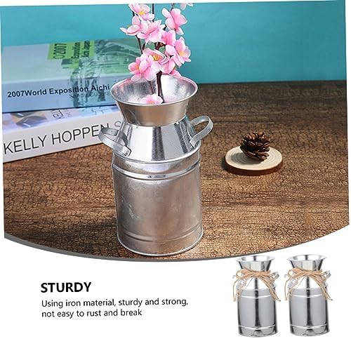 STOBAZA 2pcs Vintage Iron Flower Bucket with Twine for Home Decor and Garden