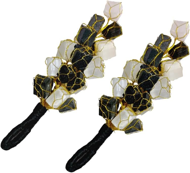Set of 2 Natural Black Tourmaline and Selenite Chunks Door Car Hanging