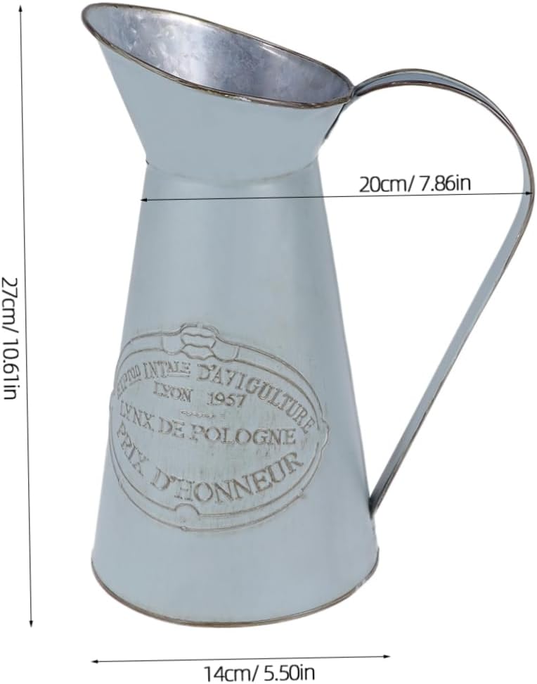 Rustic Metal Pitcher Vase for Home Decor