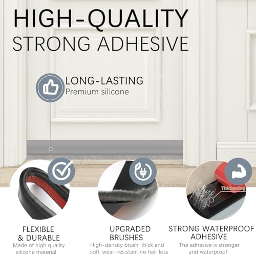 2 Pack Under Door Draft Stoppers with Brush Grey