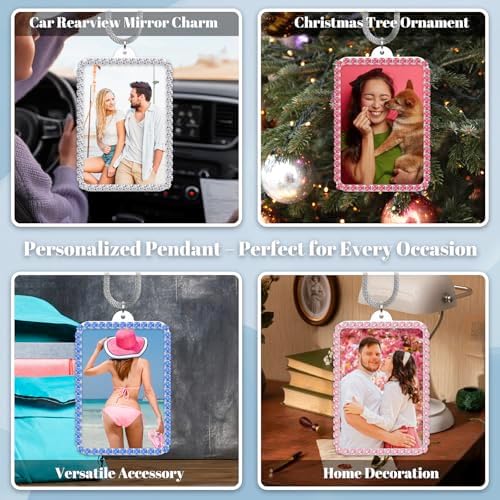 Custom Photo Car Rearview Mirror Ornament - White