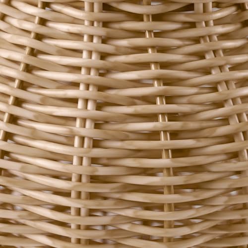 9 Inch Tall Faux Wood Rattan Wicker Vase - Soft Beige