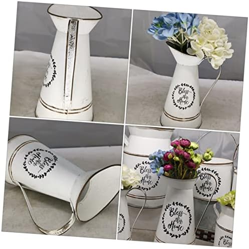 STOBAZA Rustic Vintage White Flowerpot Vase for Home Decor