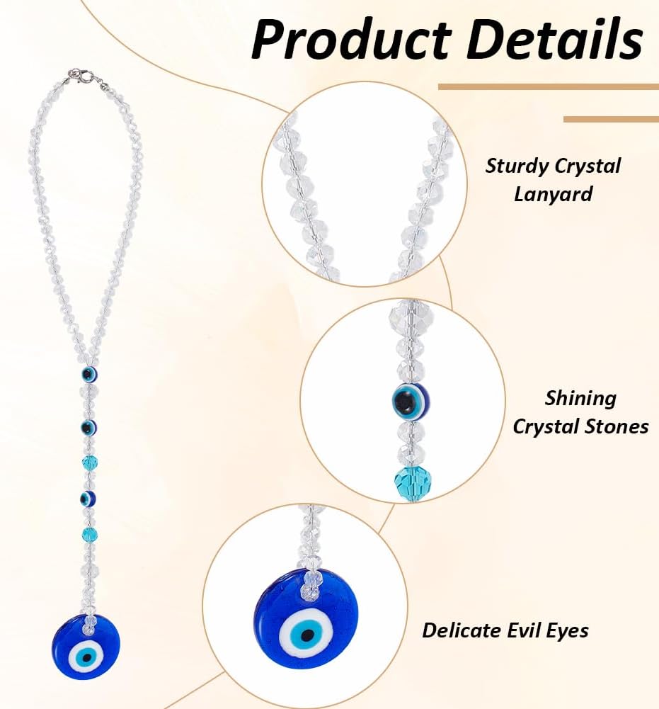 Evil Eye Car Hanging Charm with Glass Beads
