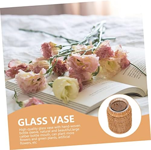 STOBAZA Grass Woven Glass Vase for Hydroponic Decor