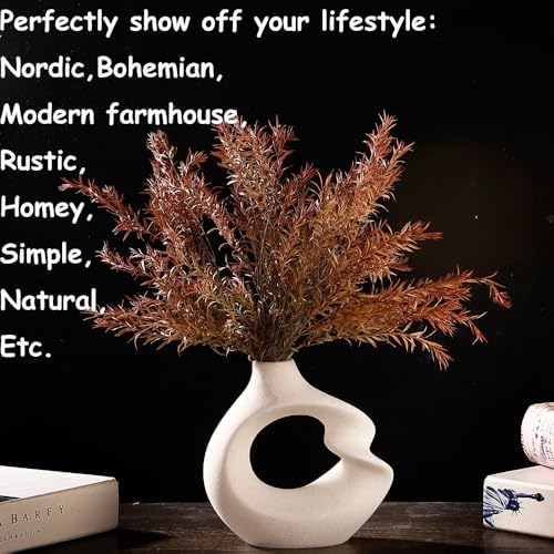 Modern White Ceramic Vase Set of 2 for Home Decor