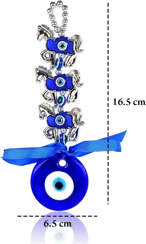 Evil Eye Three Horse Car Door Office Hanging for Good Luck and Prosperity
