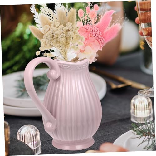 Pink Ceramic Flower Vase for Dried Flowers and Home Decor