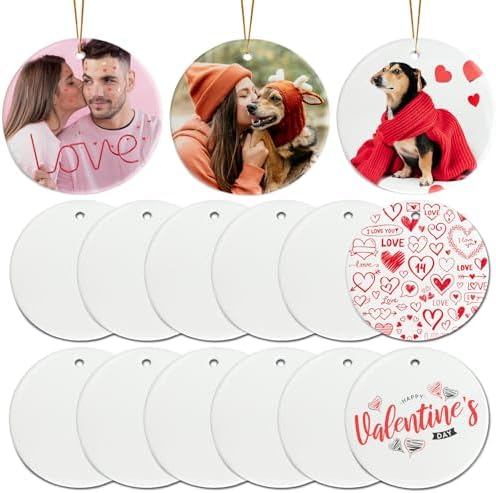 VPJ Sublimation Ornament Blanks - Double Side White Round Porcelain for Heat Press Printing