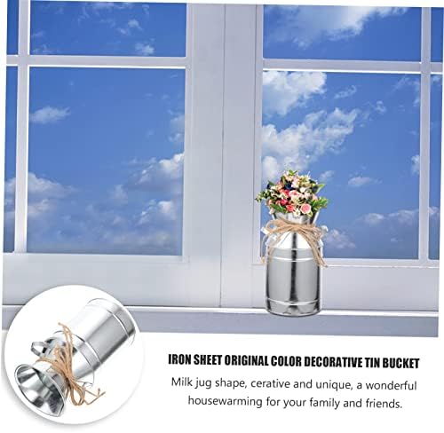 STOBAZA Rustic Metal Flower Vase Vintage Milk Jug Decor