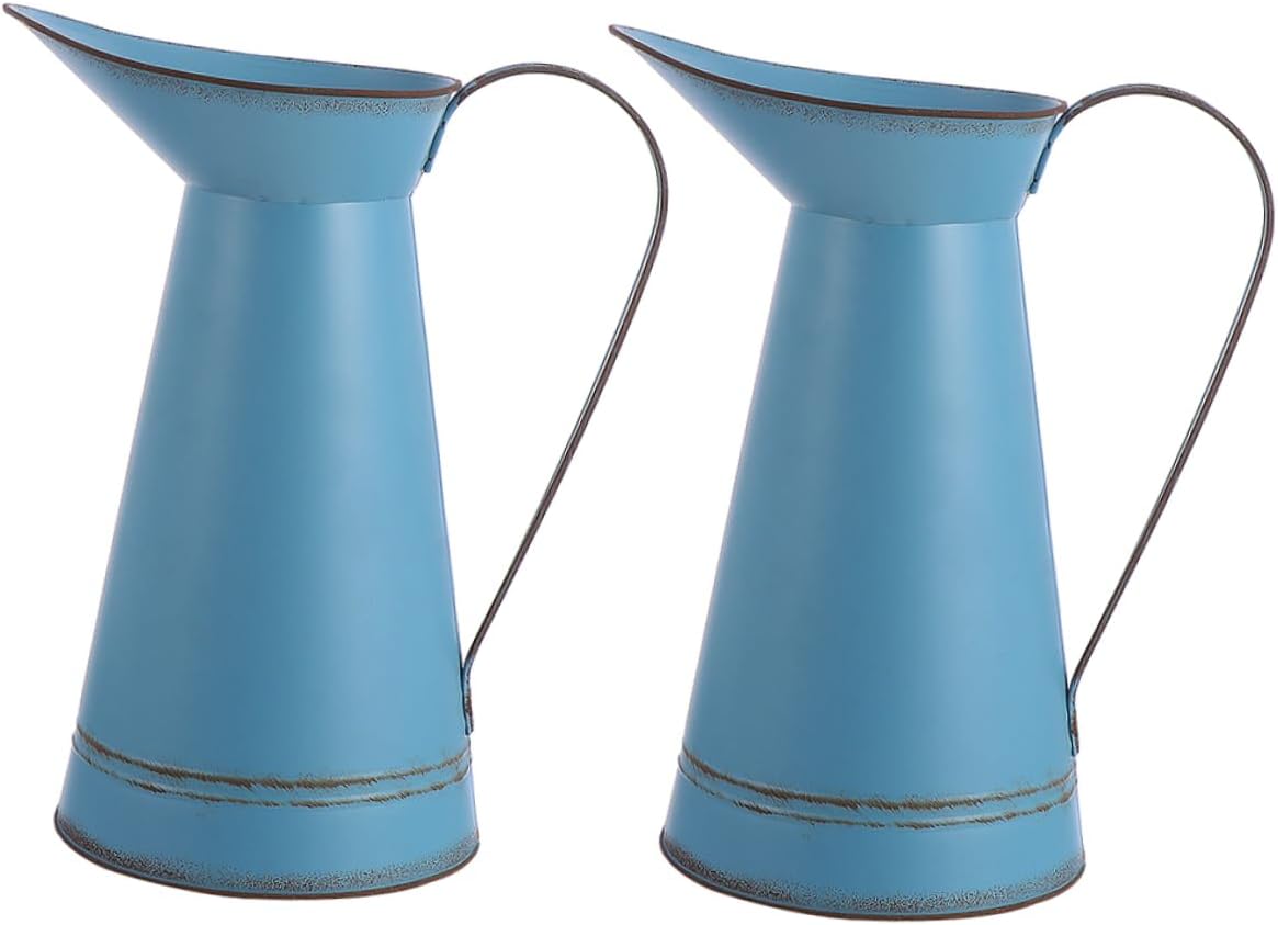 STOBAZA 2pcs Rustic Iron Flower Pot Vintage Metal Vase