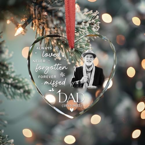 Custom Photo Memorial Christmas Ornament - Mom Loss Dad Memorial Personal Memory Keepsake
