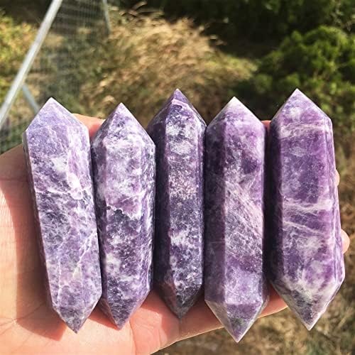 FLOAPA Natural Lepedolite Double Point Crystal Tower Stones for Home Dcor
