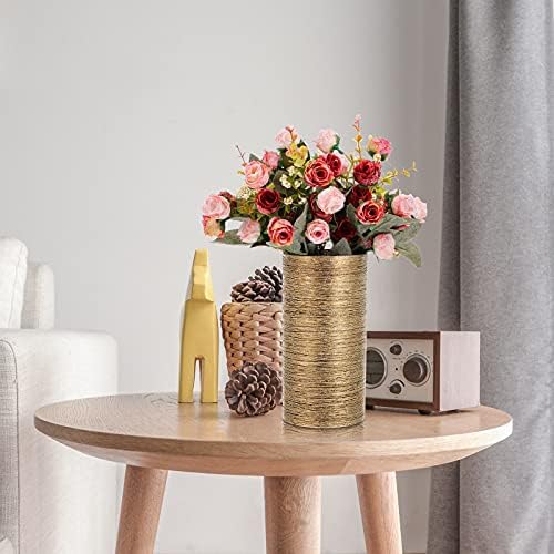 GANAZONO 1pc Golden Brushed Flower Vase Simple Nordic Design