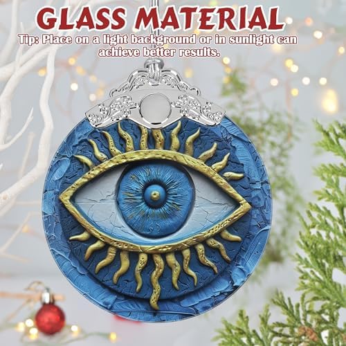 3 Inch Stained Glass Christmas Decoration with Evil Eye