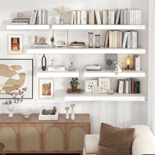White Floating Wall Shelves 24x12 Inch Modern Design