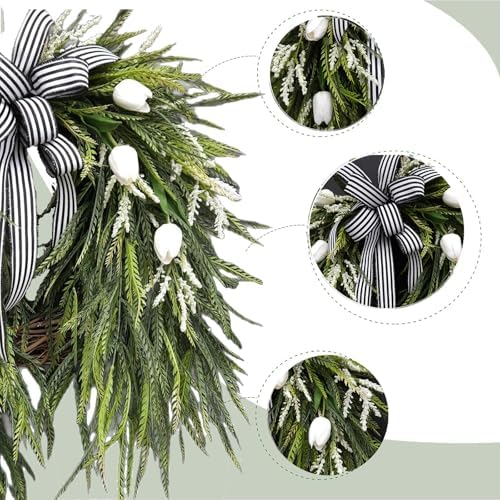Artificial Spring Summer Wreath for Front Door Decor