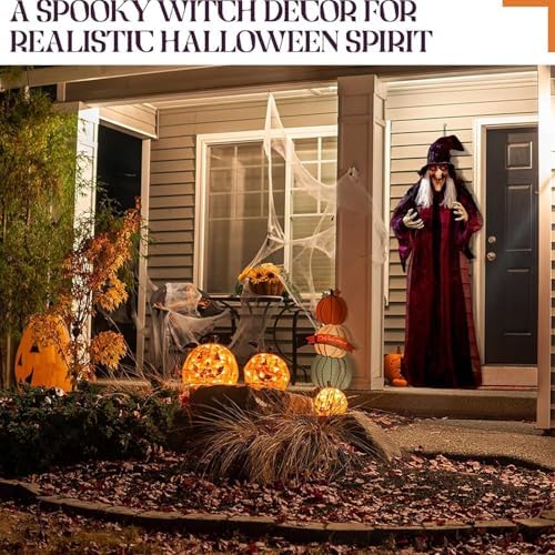 Giant 70 Inch Hanging Witch Halloween Decor with Lights and Sound