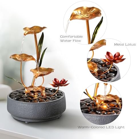 Haobos 4-Tier Lotus Desk Fountain - Indoor Zen Decor