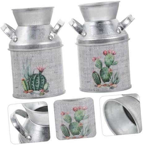 2pcs Rustic Iron Flower Pot Decorative Vases for Wall Plant and Home Dcor