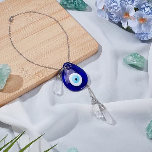 WEBEEDY Evil Eye Car Hanging Ornament Blue Charm with Crystal Column