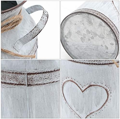 Vintage Tin Vase for Flowers - Rustic Heart Shaped Decor