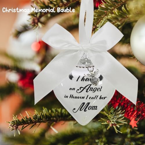 Clear Christmas Memorial Ornament with Angel and Bow