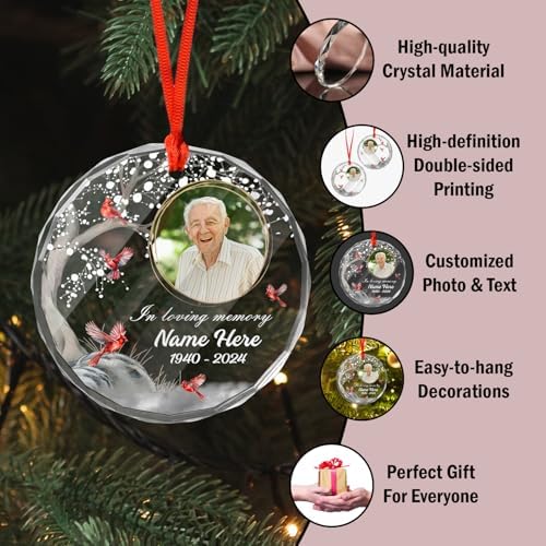 Personalized Crystal Ornament with Photo for Lost Loved One
