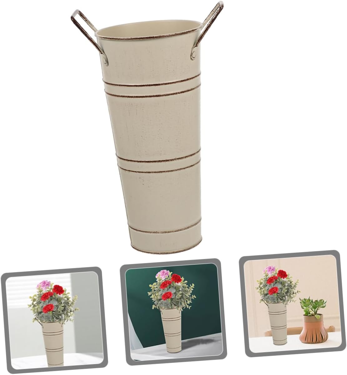 STOBAZA Iron Flower Bucket Vintage Decorative Vase