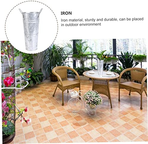 DECHOUS 2 Pcs Vintage Iron Flower Bucket Decor Vase