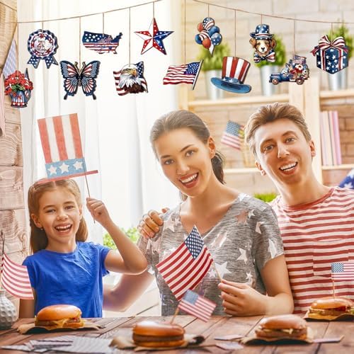 VinTS 36 Pcs 4th of July Wooden Tree Decorations
