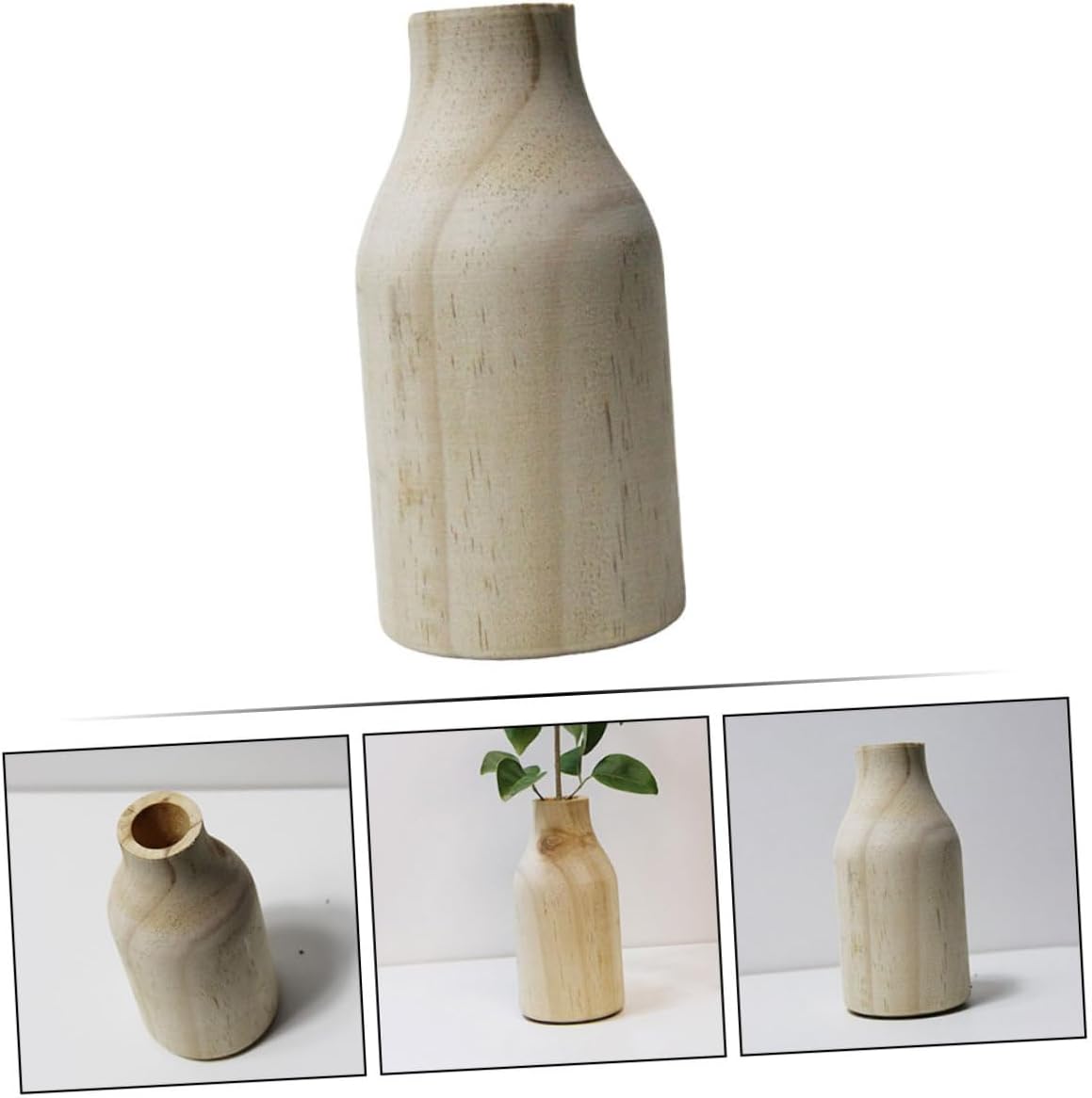 Rustic Small Pine Wood Vase for Table Centerpiece