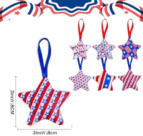 4th of July Felt Stars Hanging Ornament Set of 12