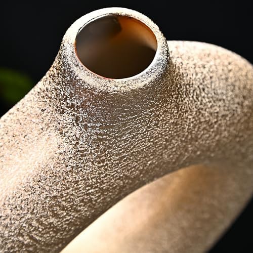 Set of 2 Donut Shape Gold Ceramic Vases