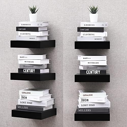 WELLAND 9 14 Inch Black Floating Shelves for Wall