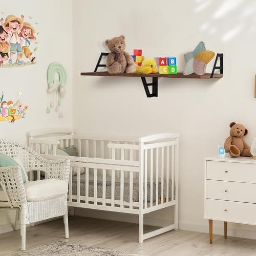 Set of 2 Deep Floating Shelves with Metal Brackets