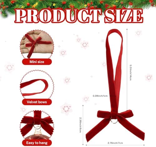 48 Pcs Velvet Christmas Tree Hanging Bows