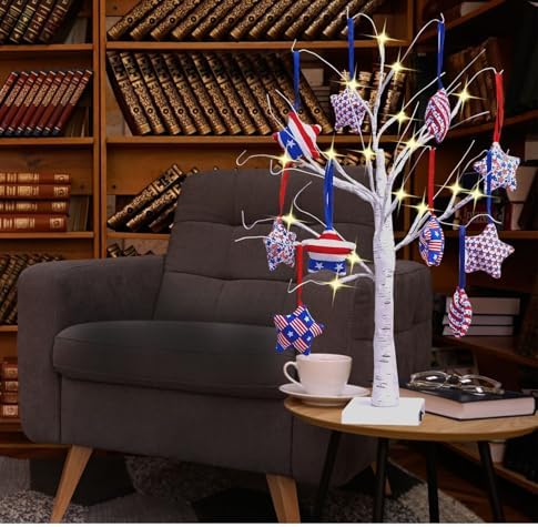 4th of July Felt Stars Hanging Ornament Set of 12