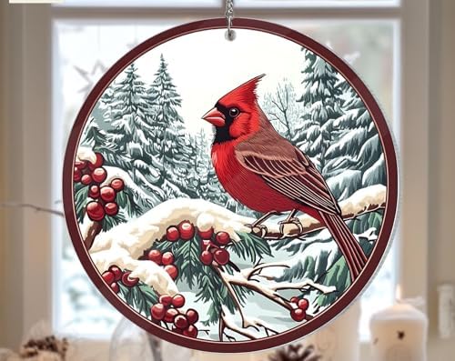 Red Cardinal Wreath Christmas Door Hanger Ornament